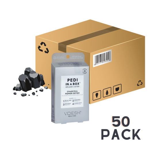 Voesh Pedi In A Box Charcoal Power Detox 4 Step, 50pc Case