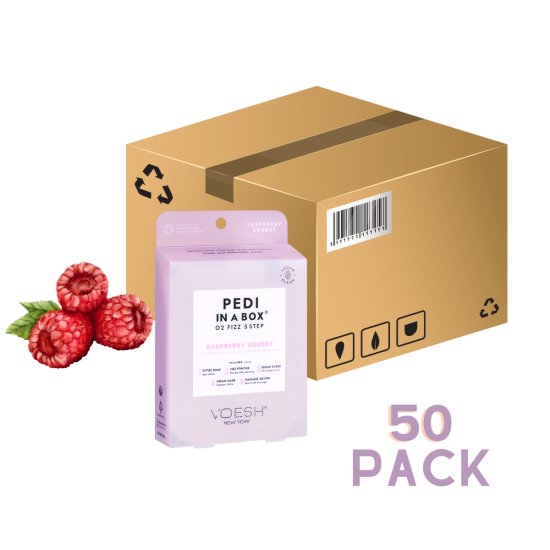 Voesh Pedi in a Box O2 Fizz Raspberry Sorbet 5 Step, 50pc Case