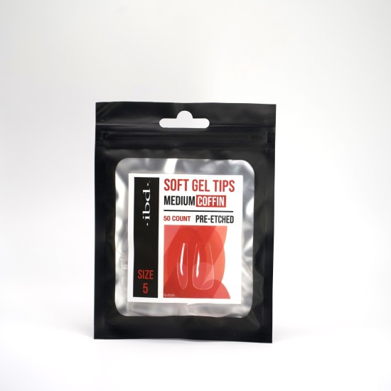 IBD Soft Gel Tips Coffin Medium Size 5 Refill Tips