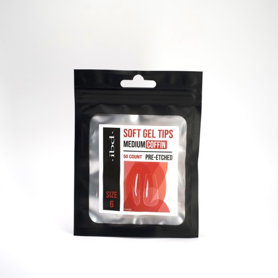 IBD Soft Gel Tips Coffin Medium Size 6 Refill Tips