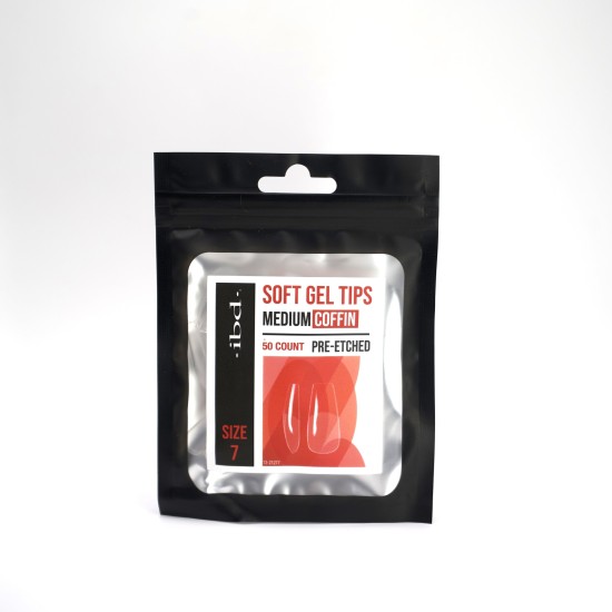 IBD Soft Gel Tips Coffin Medium Size 7 Refill Tips