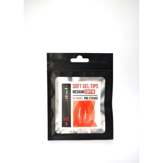 IBD Soft Gel Tips Coffin Medium Size 8 Refill Tips