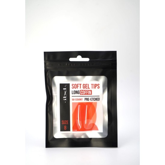 IBD Soft Gel Tips Coffin Long Size 8 Refill Tips