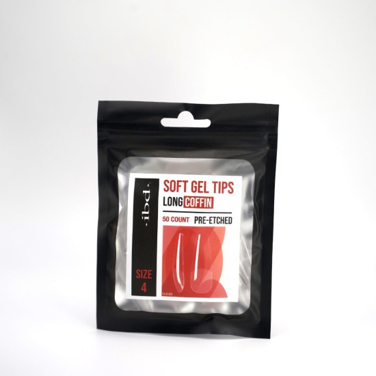 IBD Soft Gel Tips Coffin Long Size 4 Refill Tips