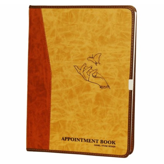 Daniel Stone 4-Column Refillable Leather Appointment Book Beige-Tan