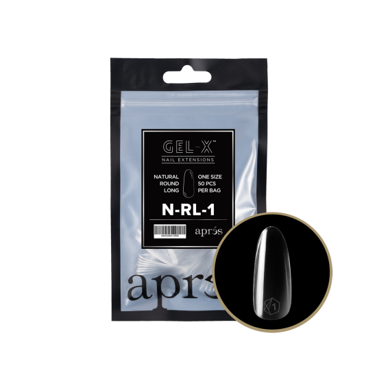 APRÉS Gel-X® Gel-X® Natural Round Long Refill Size 1, Refill Tips