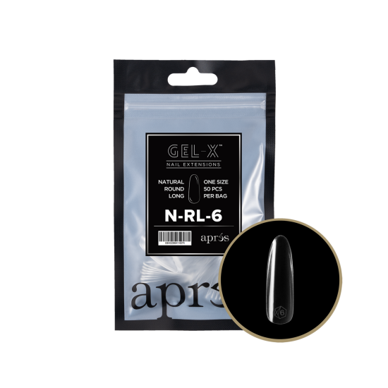 APRÉS Gel-X® Gel-X® Natural Round Long Refill Size 6, Refill Tips
