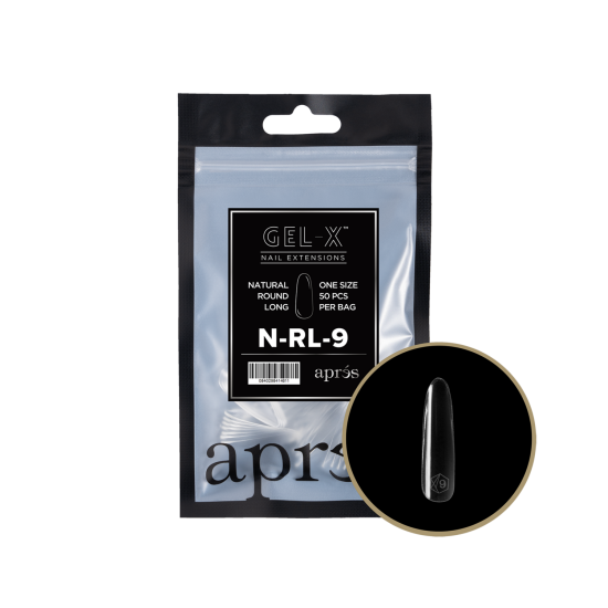 APRÉS Gel-X® Gel-X® Natural Round Long Refill Size 9, Refill Tips