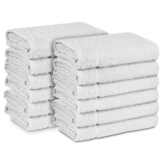 100% Cotton Towels White Double-stitched 16"x 27" , 12pc/pack