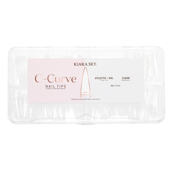 KiaraSky C-Curved Tip XXL Stiletto Clear, 500pcs