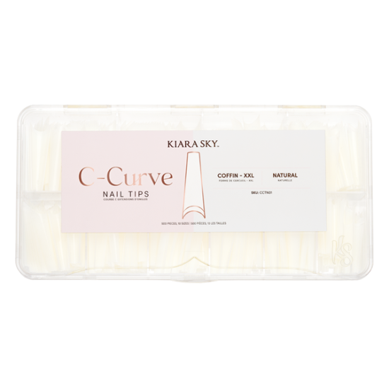 KiaraSky C-Curved Tip XXL Coffin Natural, 500pcs