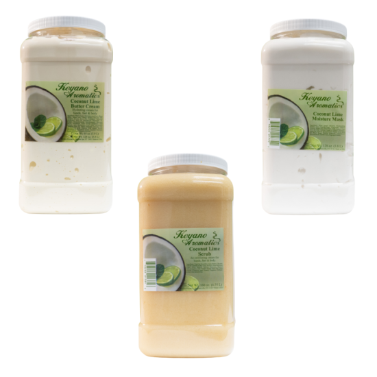 Keyano Coconut Lime 3pc Set Butter Cream, Mask, Scrub 1Gal