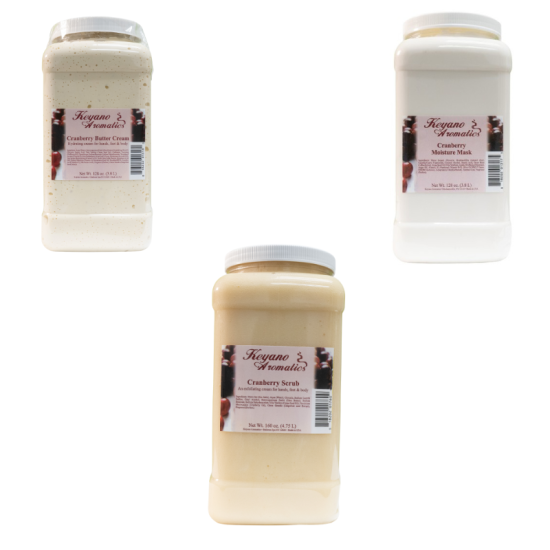 Keyano Cranberry 3pc Set Butter Cream, Mask, Scrub 1Gal