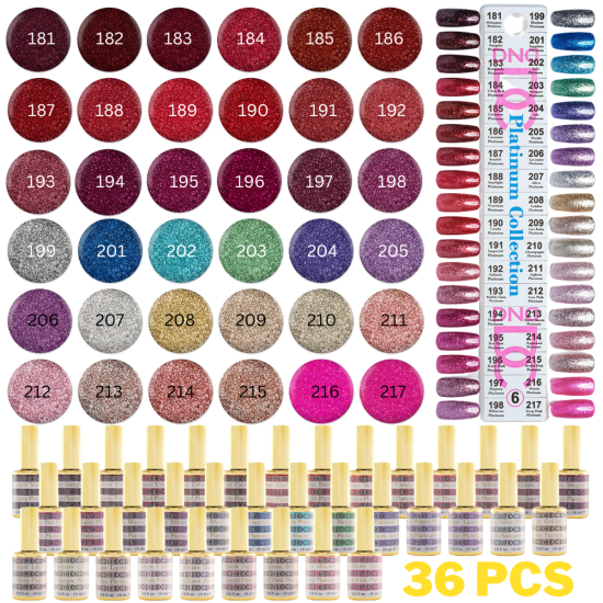 DND DC Gel Polish Set Collection #6 Platinum, 36pc Bundle