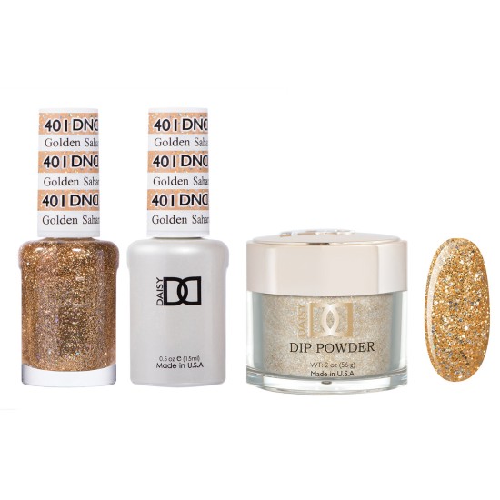 DND Dip Gel Polish Set #401 Golden Sahara Star, 3pc Bundle Trio