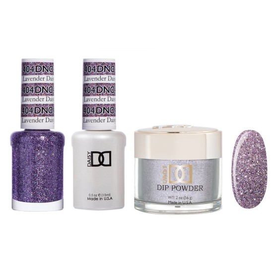 DND Dip Gel Polish Set #404 Lavender Daisy Star, 3pc Bundle Trio