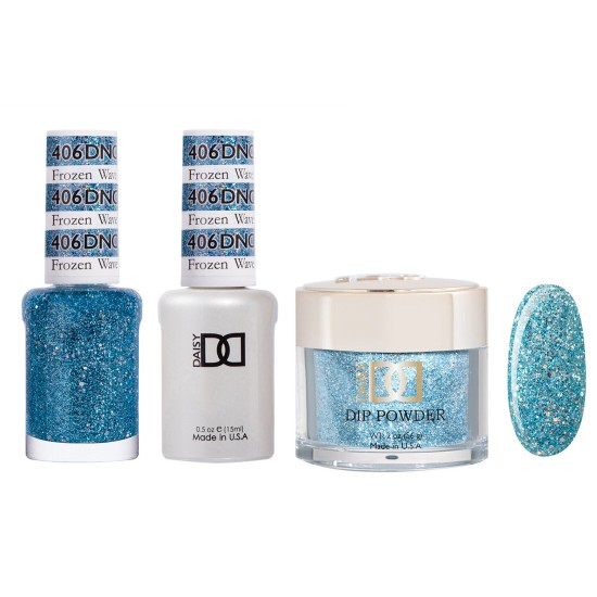 DND Dip Gel Polish Set #406 Frozen Wave, 3pc Bundle Trio