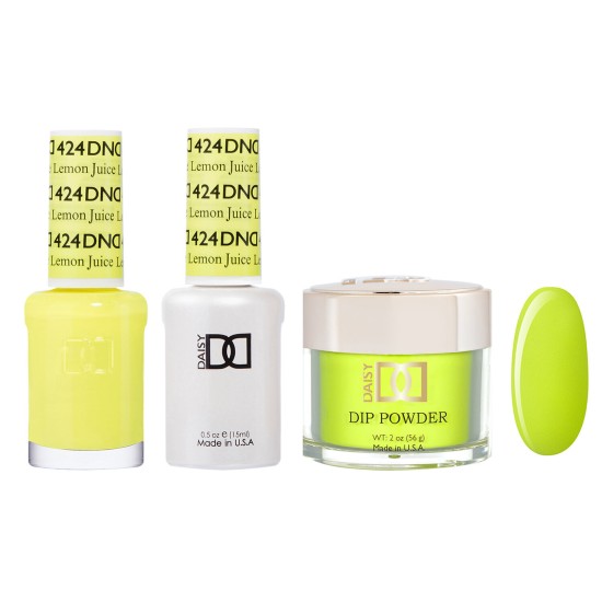 DND Dip Gel Polish Set #424 Lemon Juice, 3pc Bundle Trio