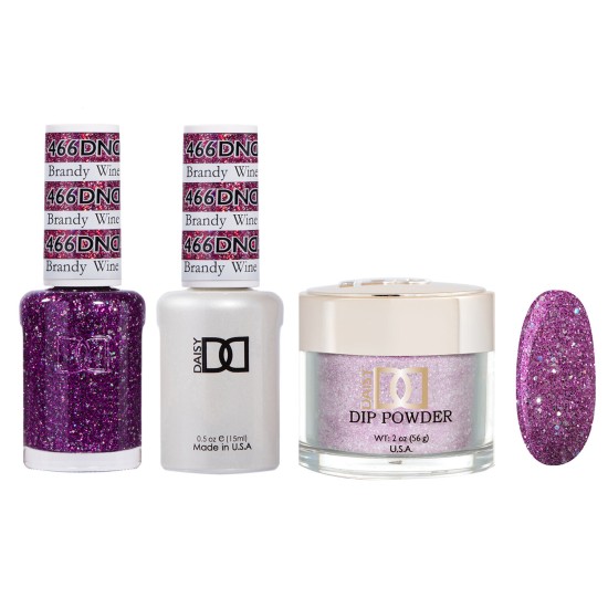 DND Dip Gel Polish Set #466 Brandy Wine, 3pc Bundle Trio