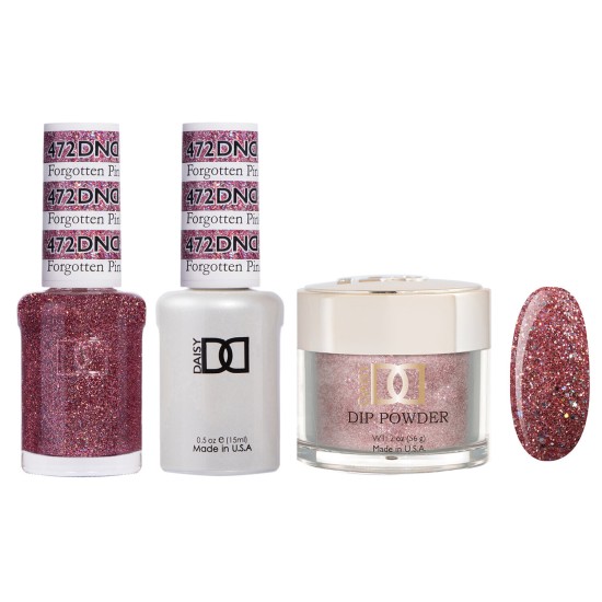 DND Dip Gel Polish Set #472 Forgotten Pink, 3pc Bundle Trio