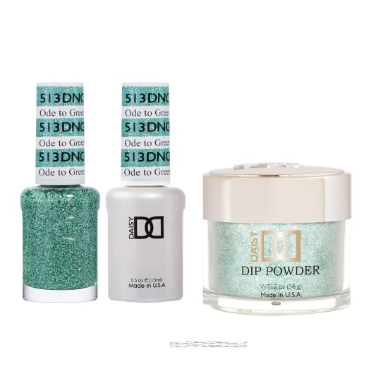 DND Dip Gel Polish Set #513 Ode To Green, 3pc Bundle Trio