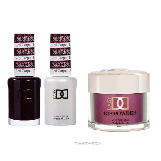 DND Dip Gel Polish Set #548 Red Carpet, 3pc Bundle Trio