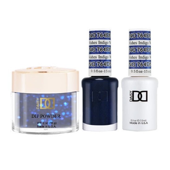 DND Dip Gel Polish Set #764 Indigo Wishes, 3pc Bundle Trio