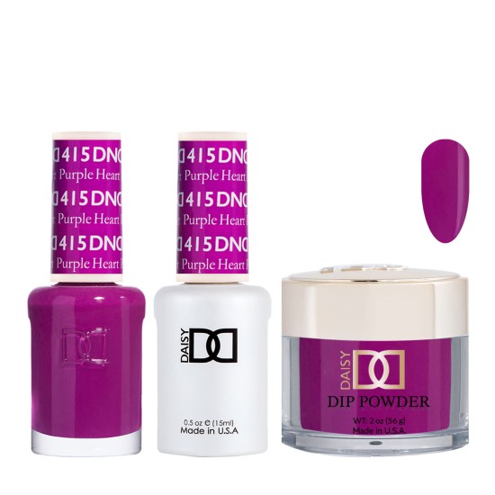 DND Dip Gel Polish Set #415 Purple Heart, 3pc Bundle Trio