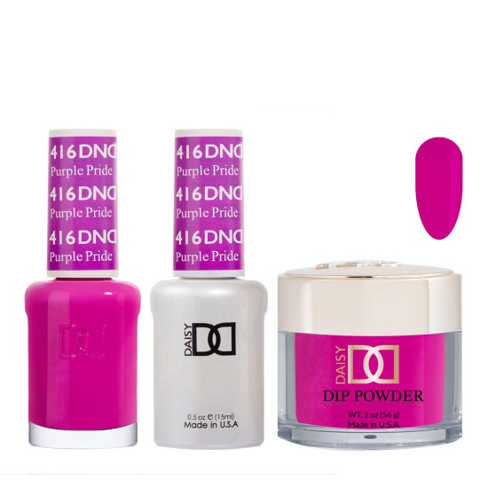 DND Dip Gel Polish Set #416 Purple Pride, 3pc Bundle Trio