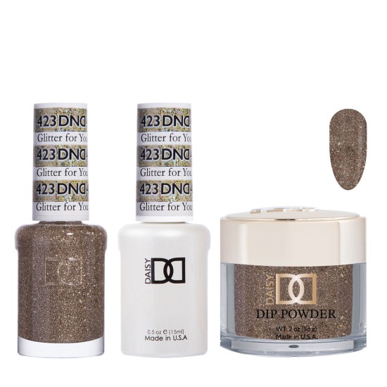 DND Dip Gel Polish Set #423 Glitter For You, 3pc Bundle Trio