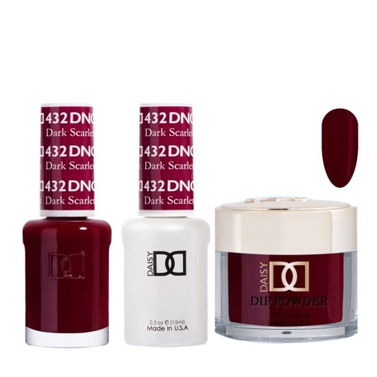 DND Dip Gel Polish Set #432 Dark Scarlet, 3pc Bundle Trio