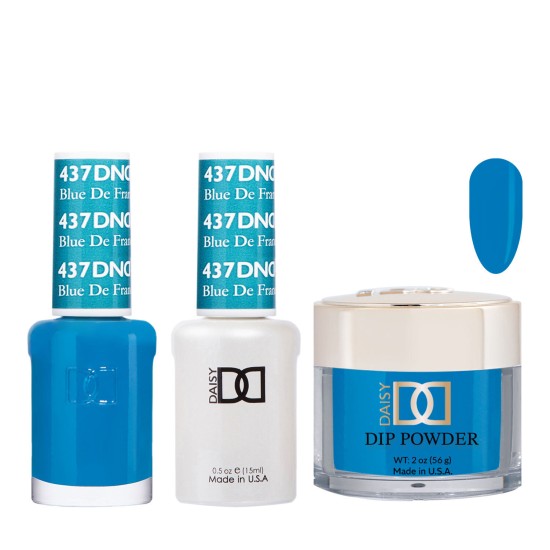 DND Dip Gel Polish Set #437 Blue De France, 3pc Bundle Trio