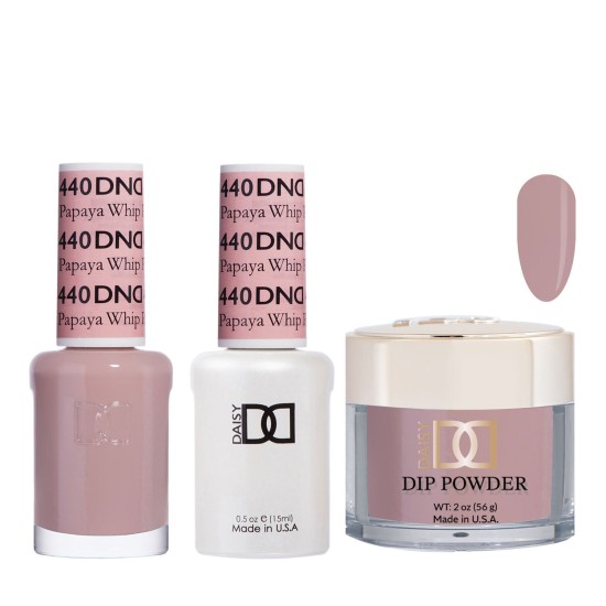 DND Dip Gel Polish Set #440 Papaya Whip, 3pc Bundle Trio