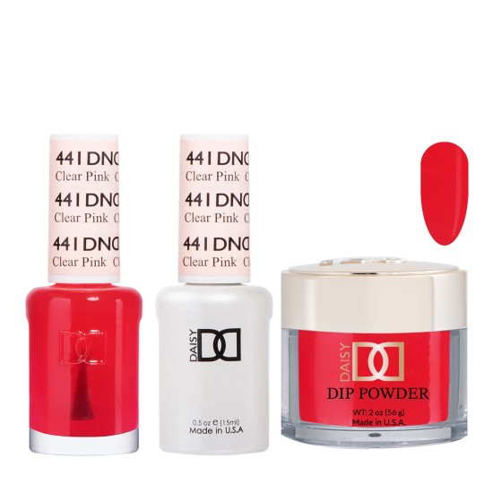 DND Dip Gel Polish Set #441 Clear Pink, 3pc Bundle Trio
