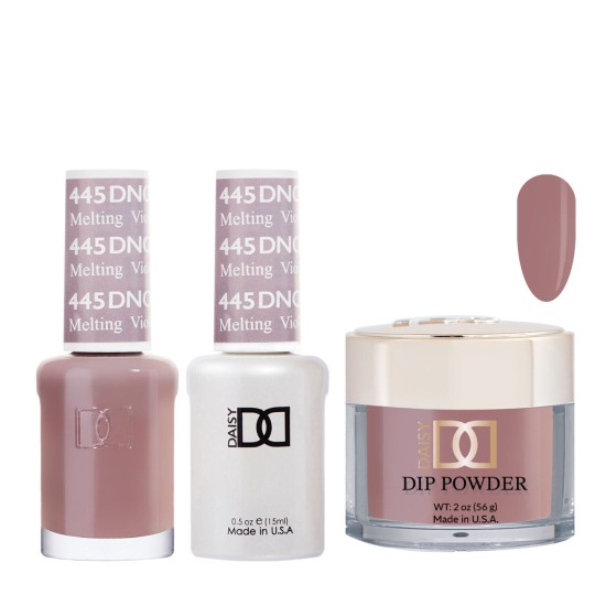 DND Dip Gel Polish Set #445 Melting Violet, 3pc Bundle Trio