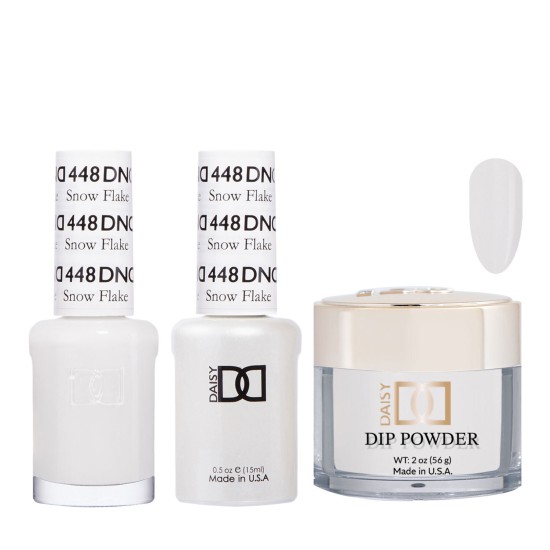 DND Dip Gel Polish Set #448 Snow Flake, 3pc Bundle Trio
