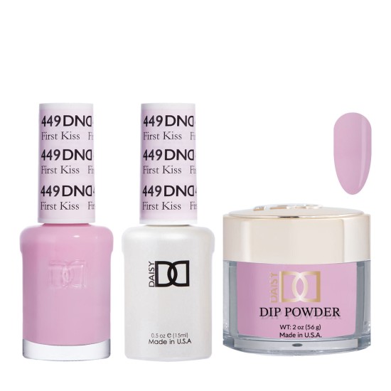 DND Dip Gel Polish Set #449 First Kiss, 3pc Bundle Trio