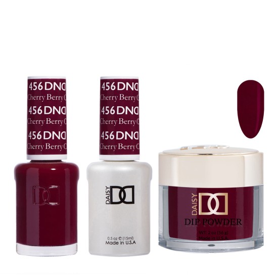 DND Dip Gel Polish Set #456 Cherry Berry, 3pc Bundle Trio