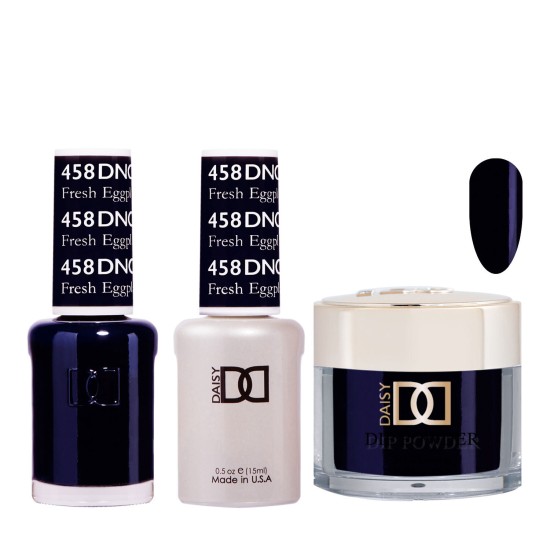 DND Dip Gel Polish Set #458 Fresh Eggplant, 3pc Bundle Trio