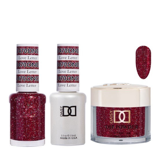 DND Dip Gel Polish Set #470 Love Letter, 3pc Bundle Trio