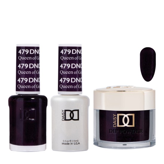 DND Dip Gel Polish Set #479 Queen Of Grape, 3pc Bundle Trio