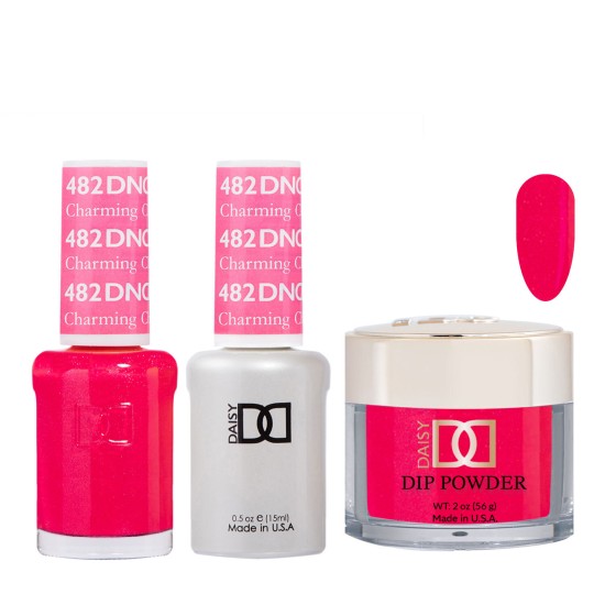 DND Dip Gel Polish Set #482 Charming Cherry, 3pc Bundle Trio