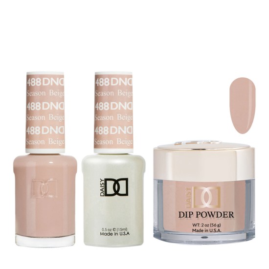 DND Dip Gel Polish Set #488 Season Beige, 3pc Bundle Trio