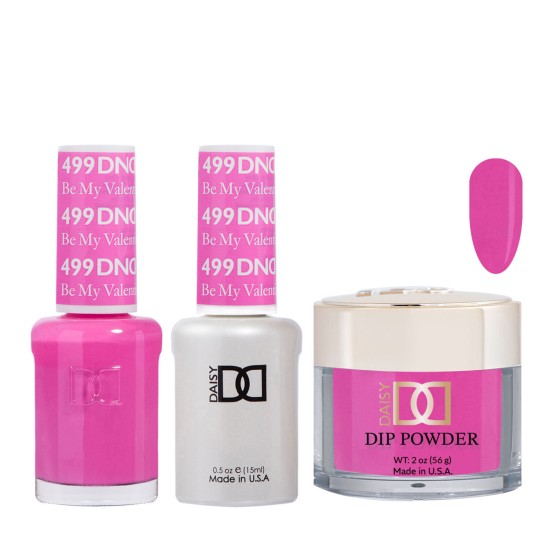 DND Dip Gel Polish Set #499 Be My Valentine, 3pc Bundle Trio