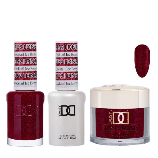 DND Dip Gel Polish Set #521 Ice Berry Cocktail, 3pc Bundle Trio