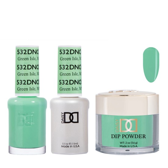 DND Dip Gel Polish Set #532 Green Isle, MN, 3pc Bundle Trio