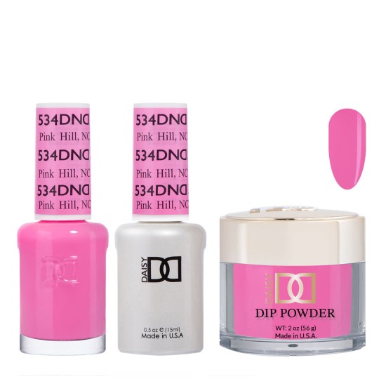 DND Dip Gel Polish Set #534 Pink Hill, NC, 3pc Bundle Trio