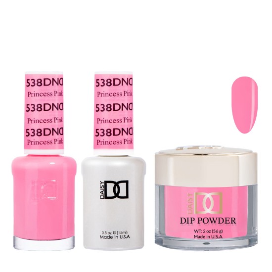 DND Dip Gel Polish Set #538 Princess Pink, 3pc Bundle Trio