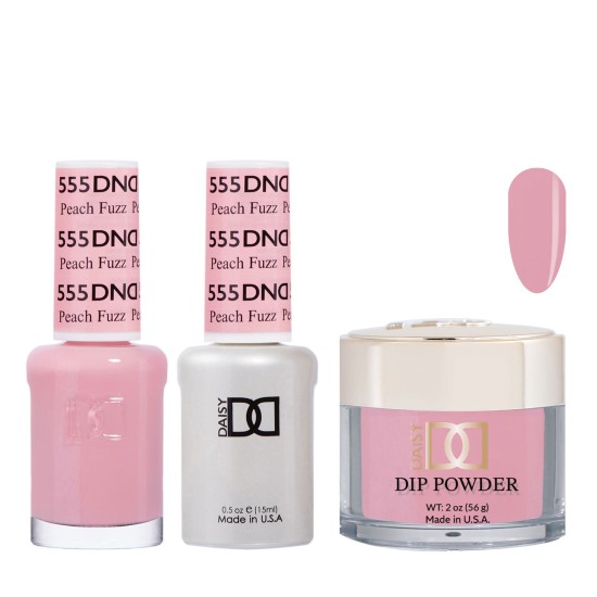 DND Dip Gel Polish Set #555 Peach Fuzz, 3pc Bundle Trio