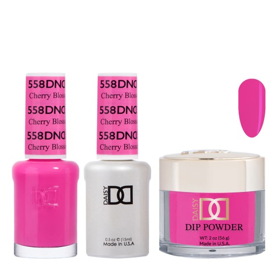 DND Dip Gel Polish Set #558 Cherry Blossom, 3pc Bundle Trio